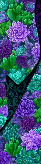 Free cactus bookmark featuring green and purple succulent cacti